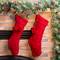 Glitzhome® 24" Red Knitted Polyester Christmas Stocking with Pom Pom, 2ct.
